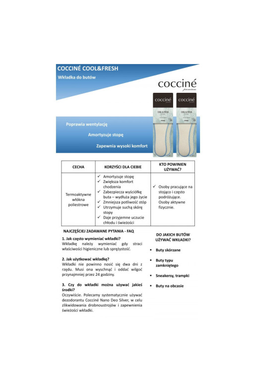 Coccine Thermoactive Cool Fresh Dry vidpadžiai pėdoms