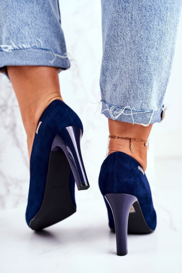 Moteriški zomšiniai stiletto aukštakulniai Sergio Leone tamsiai mėlynos spalvos Campbell 2