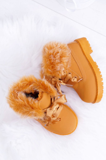 Vaikiški batai su flisiniu pamušalu „Trappers Camel Tesoro“. 2