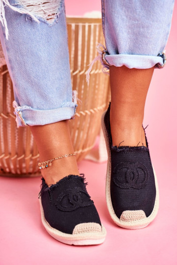 Klasikinės moteriškos espadrilės juodos spalvos