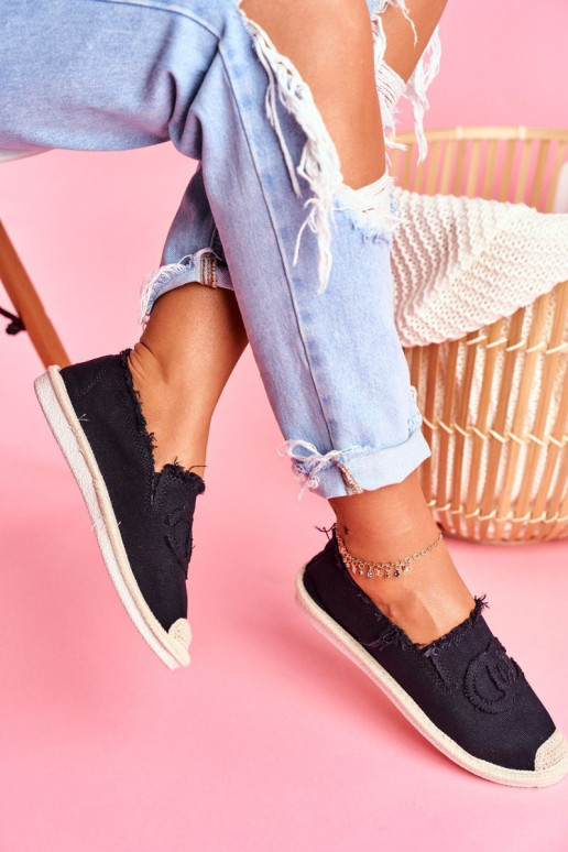 Klasikinės moteriškos espadrilės juodos spalvos