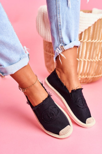 Klasikinės moteriškos espadrilės juodos spalvos