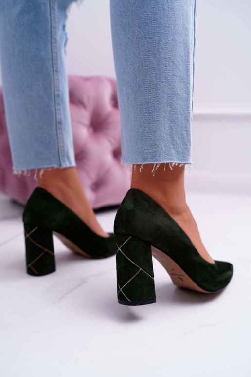 Moteriškos Laura Messi Suede Olive 2050 Tiffany aukštakulniai