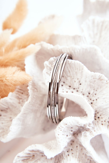 Moteriška plieninė apyrankė su cirkonio sidabriniais mirenais