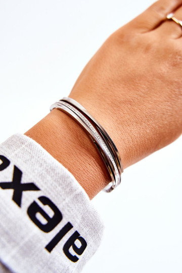 Moteriška plieninė apyrankė su cirkonio sidabriniais mirenais 2