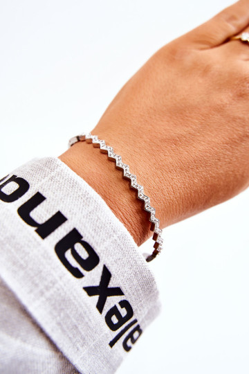 Moteriška plieno apyrankė su cirkonio sidabro karūna 2