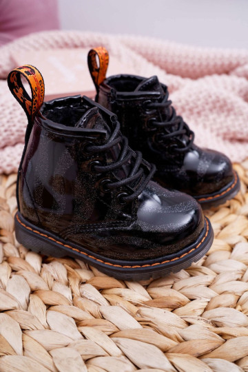 Vaikiški odiniai bateliai su užtrauktuku Juodi Omua