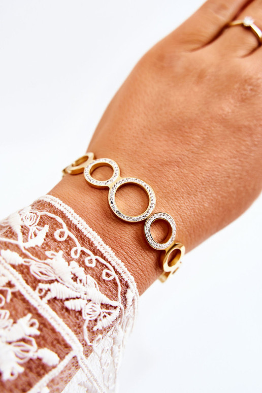 Moteriška plieno apyrankė su cirkonio aukso tikėjimu