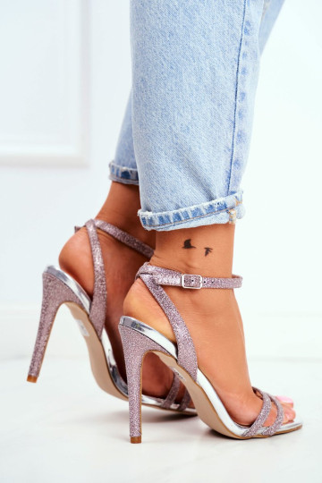 Moteriški stiletto sandalai Brocade Champagne Demmis