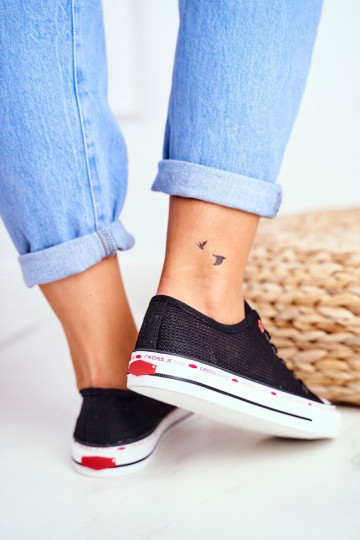 Cross Jeans moteriški sportbačiai juodi tinkleliai FF2R4015C