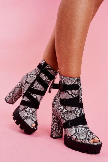 Moteriški batai ant aukštakulnių gyvatės odos kardelių