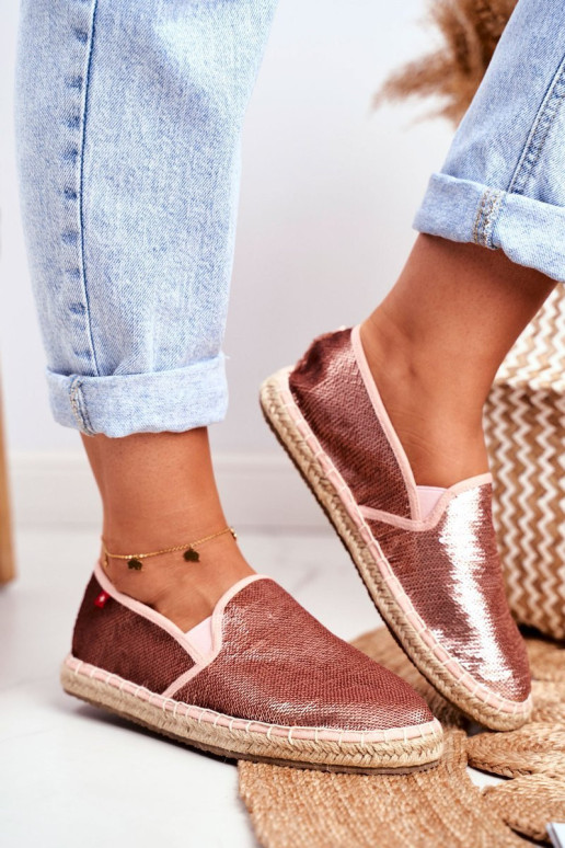 Moterų espadrilių pintas padas Pink Big Star DD274A163
