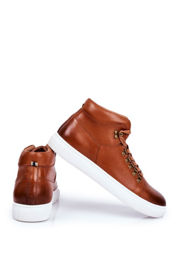 Vyriški sportbačiai odiniai batai GOE rudi GG1N3011