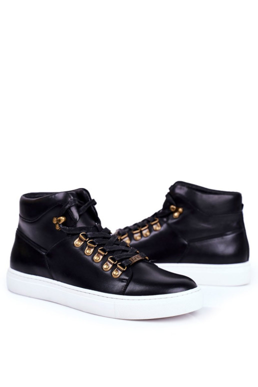 Vyriški sportbačiai odiniai batai GOE juodi GG1N3009