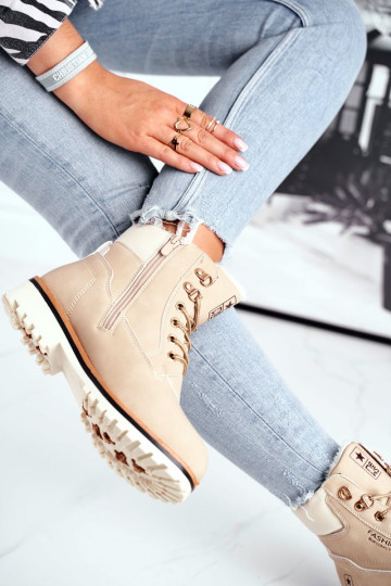 Moteriški batai mediniai šiltai smėlio spalvos Tiempo 2