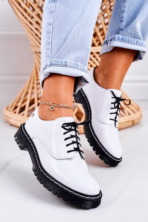 Moteriški odiniai brogues Oxfords Maciejka 04087-11 Patent White