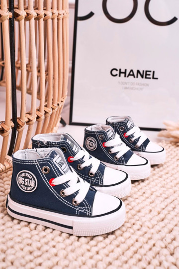 Vaikiški aukšti sportbačiai su užtrauktuku BIG STAR HH374189 Tamsiai mėlyni