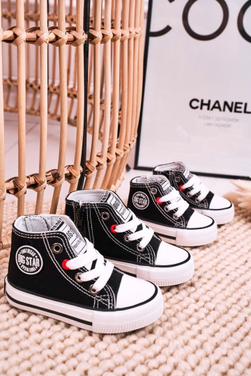 Vaikiški aukšti sportbačiai su užtrauktuku BIG STAR HH374188 Juodi