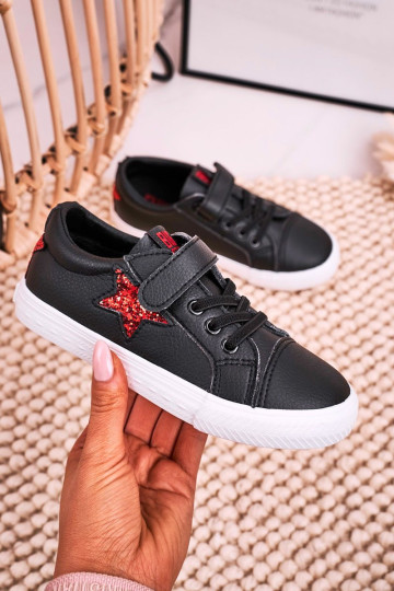 Vaikiški odiniai sportbačiai su žvaigždute BIG STAR DD374105 Juodi