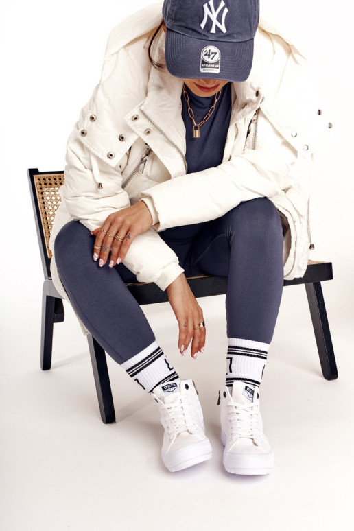 Moteriški sportbačiai ant storo pado BIG STAR FF274241 balti