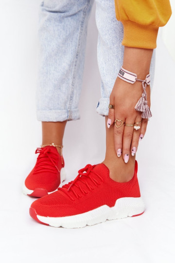 Moteriški užsegami sportbačiai Big Star DD274580 Raudoni