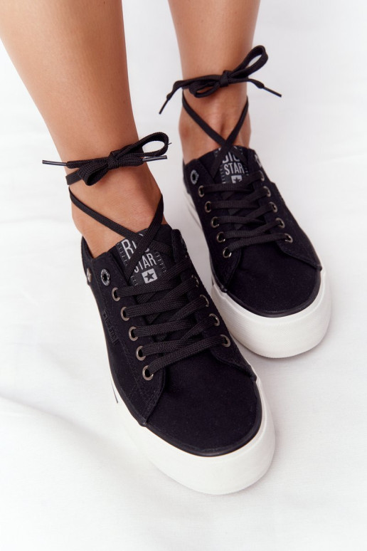 Moteriški sportbačiai ant platformos BIG STAR HH274056 juodi