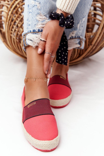 Espadrilės ant pinto pado Didelė žvaigždė HH274478 Raudona