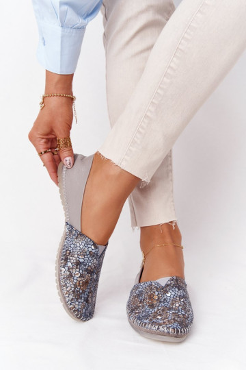 Moteriškos odinės balerinos Maciejka 01930-86 Pilka