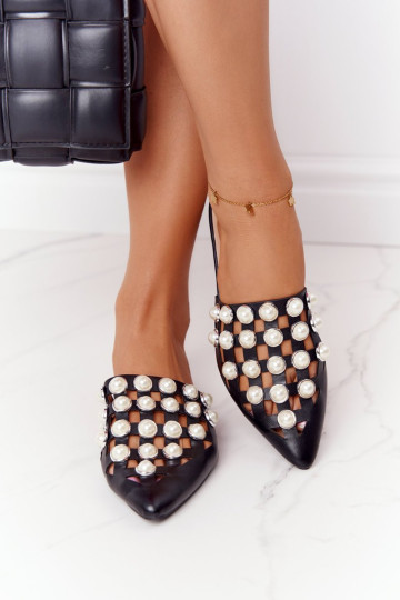 Moteriškos šlepetės su perlais Juoda Ripple 2