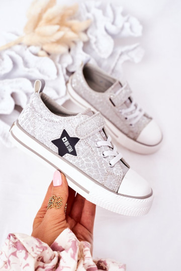 Vaikiški sportbačiai su lipnia juosta BIG STAR HH374025 Sidabriniai