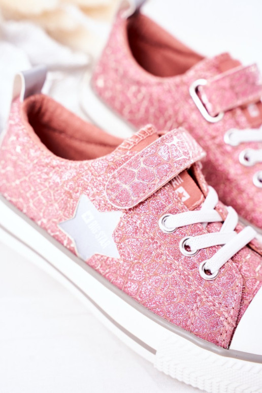 Vaikiški sportbačiai su lipnia juosta BIG STAR HH374027 Rožiniai