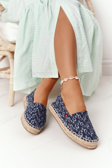 Espadrilės ant pintos platformos Big Star AA274628 Tamsiai mėlyna