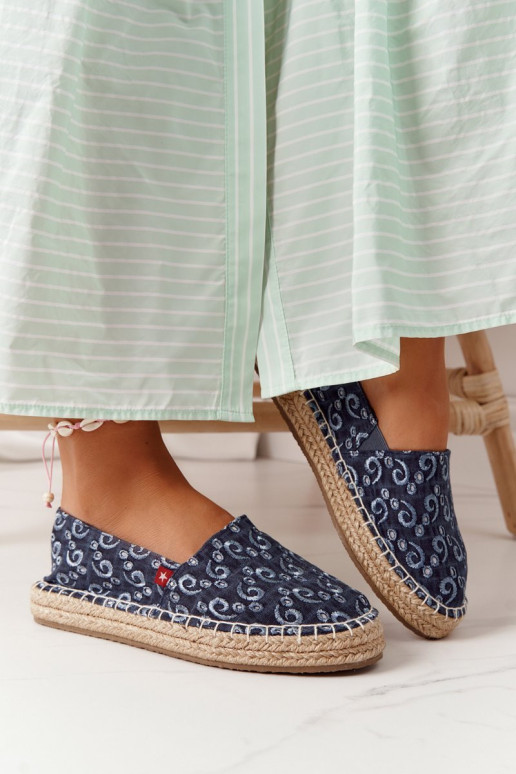 Espadrilės ant pintos platformos Big Star AA274628 Tamsiai mėlyna