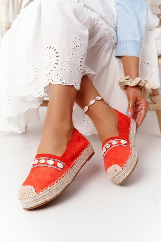 Espadrilės ant platformos su kriauklėmis Koralų kriauklių
