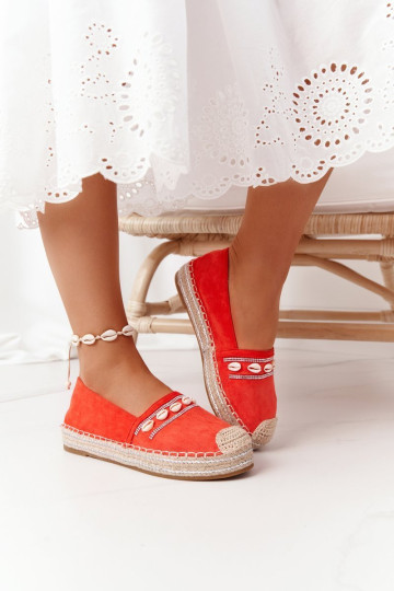 Espadrilės ant platformos su kriauklėmis Koralų kriauklių