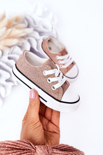 Vaikiški sportbačiai su blizgučiais Rose Gold Bling-Bling