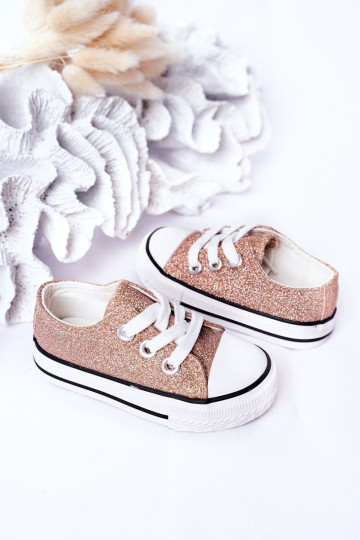 Vaikiški sportbačiai su blizgučiais Rose Gold Bling-Bling
