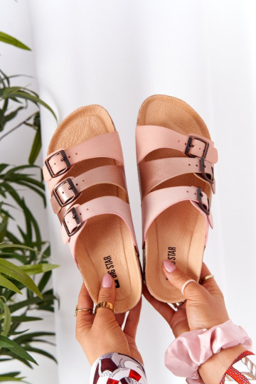 Odinės profiliuotos šlepetės Big Star HH274586 Pink-Copper