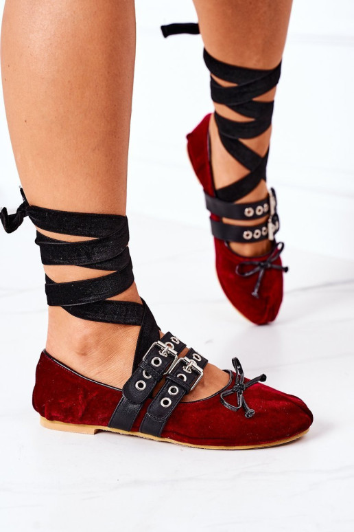 Suvarstomos veliūrinės balerinos Lu Boo Burgundy