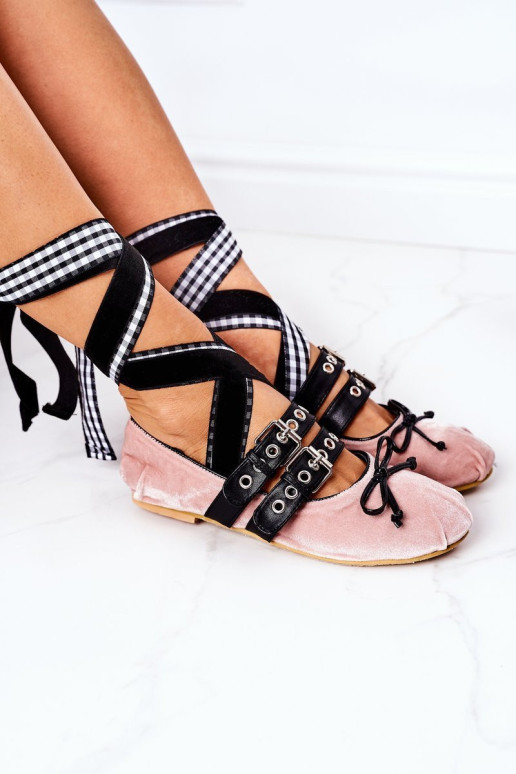 Suvarstomos veliūrinės balerinos Lu Boo Pink