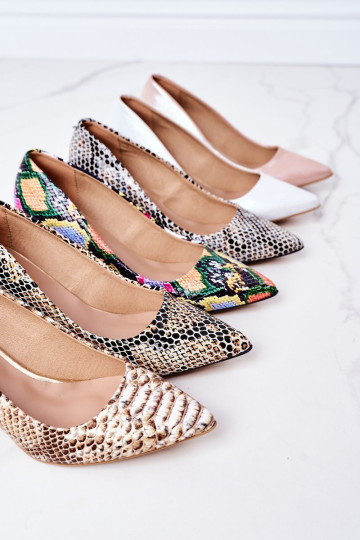 Aukštakulniai su gyvatės raštu Lewski batai 2801 auksiniai 2