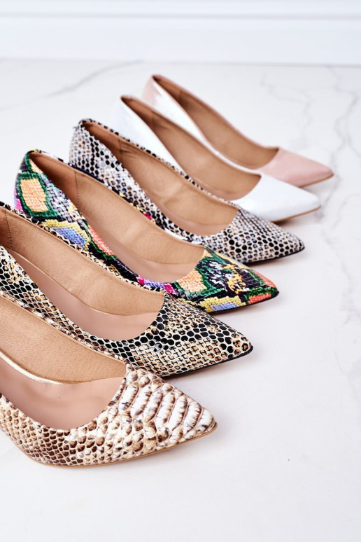 Aukštakulniai su gyvatės raštu Lewski batai 2801 auksiniai