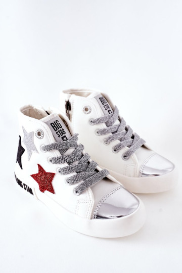 Vaikiški aukšti sportbačiai su užtrauktuku BIG STAR II374029 Balti