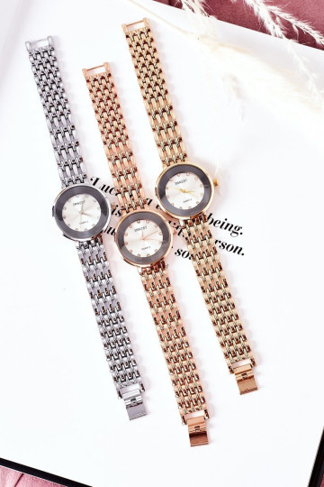 Laikrodis ant apyrankės su kubiniu cirkoniu ERNEST Rose Gold