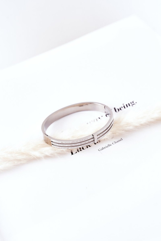 Plieninė apyrankė su kubiniu cirkonio sidabru