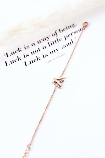 Grandininė apyrankė su kubiniu cirkonio rožiniu auksu