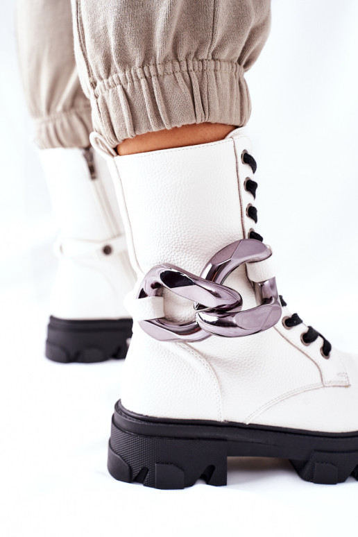 S.Barski moteriški baikerių batai White Jensen