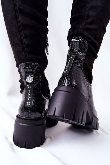 Odiniai batai Maciejka Crocodile Black 05260-01