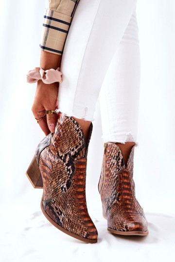 Lewski kaubojų batai rudi gyvatės raštas EV28