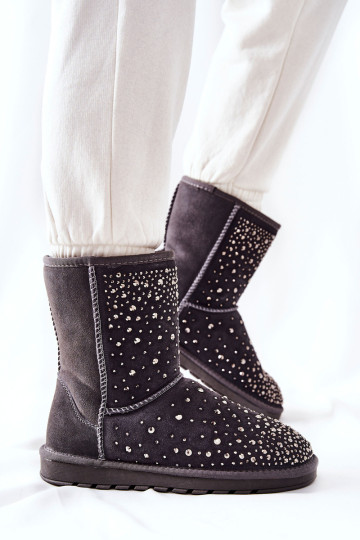 Apšildantys sniego batai su kalnų krištolais Pilka Mariella